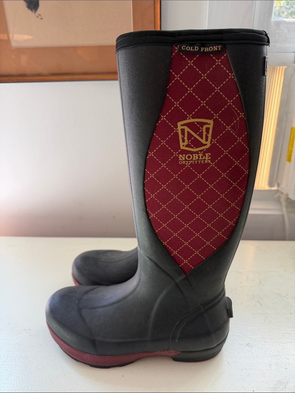 Women’s Black and Burgundy Cold Front Rain Boots